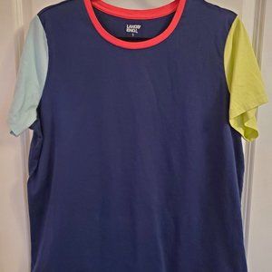 Lands' End multicolor short sleeve knit top size XL